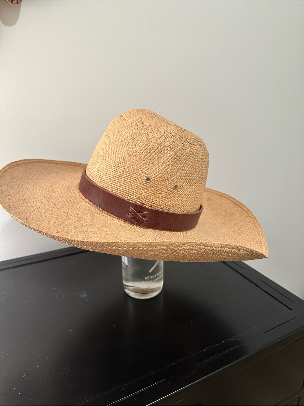 Ralph Lauren Natural Straw Hat, leather band, NavyTag, SMALL - Picture 2 of 11